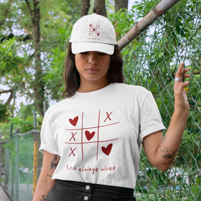 Love Always wins Quote l Red Heart Playful  T-Shirt (Creator Uploaded)