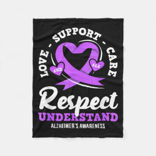 Love alzheimer's awareness care support squad fleece blanket