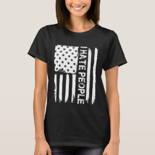 Love America I Hate People   USA Flag T-Shirt