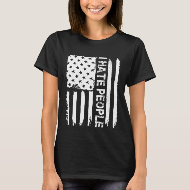 Love America I Hate People   USA Flag T-Shirt (Front)
