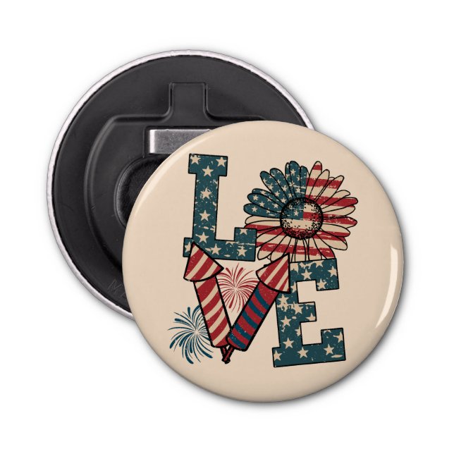 LOVE America Independence Day  Bottle Opener (Front)