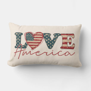 LOVE America Independence Day Lumbar Cushion