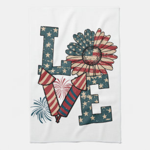 LOVE America Independence Day Tea Towel