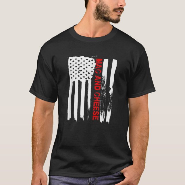 Love America Mac and Cheese Funny USA Flag Gift T-Shirt (Front)