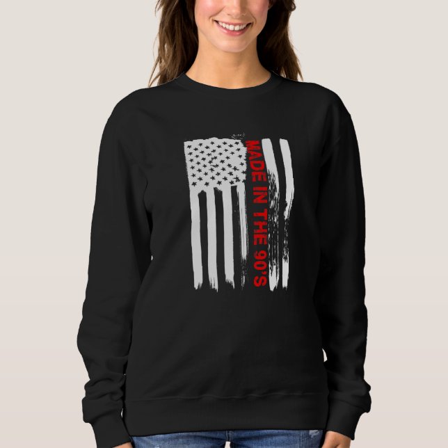 Love America Made In The 90s Funny Usa Flag Sweatshirt (Front)