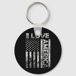 Love America Shirt Usa Flag 4th July Independence Key Ring