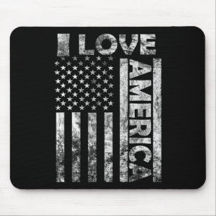 Love America Shirt Usa Flag 4th July Independence  Mouse Pad