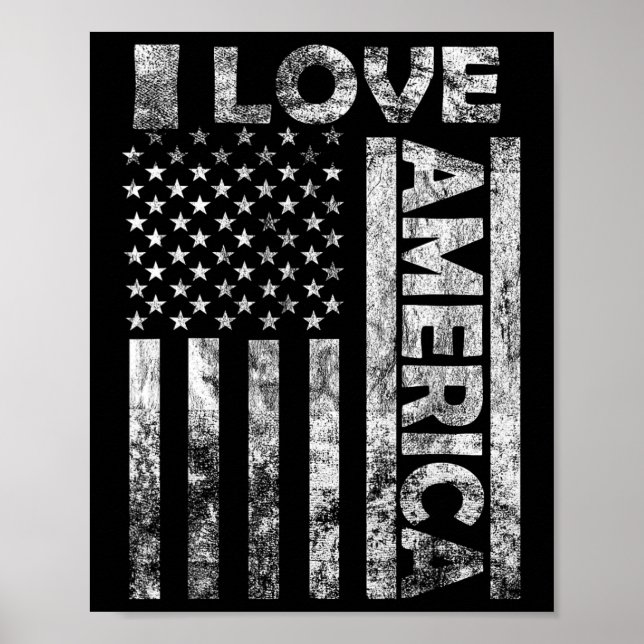 Love America Shirt Usa Flag 4th July Independence  Poster (Front)