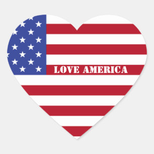 Love America-Stars and Stripes Heart Sticker