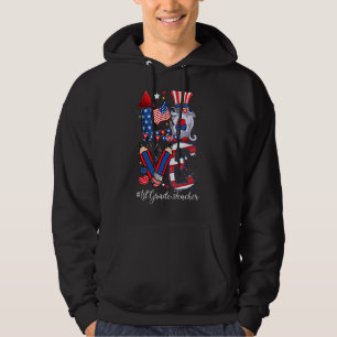 Love American 1st Grade Teacher Gnome Patriotic 4t Hoodie