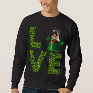 Love American Akita Leprechaun Shamrock St Patrick Sweatshirt