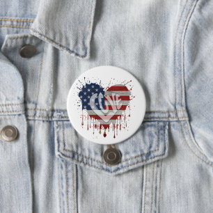 Love American Flag 7.5 Cm Round Badge