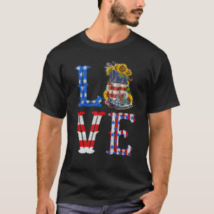 LOVE American Flag Cowgirl Boots Sunflowers 4th O T-Shirt