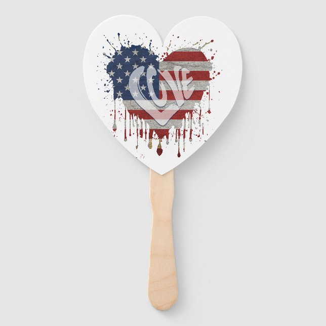 Love American Flag Hand Fan (Front)