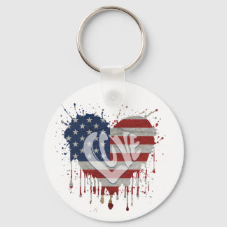 Love American Flag Key Ring