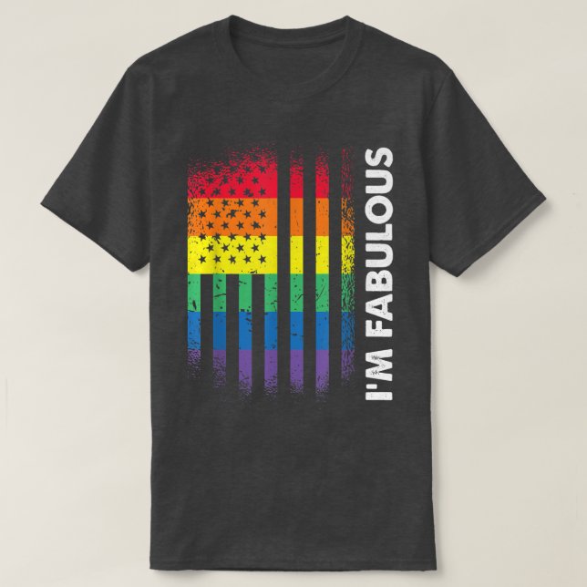 Love American Flag Rainbow Fabulous Gay LGBT Pride T-Shirt (Design Front)