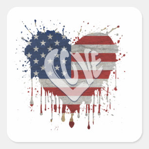 Love American Flag Square Sticker