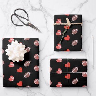 Love American Football - Gridiron Fans Heart Wrapping Paper Sheet