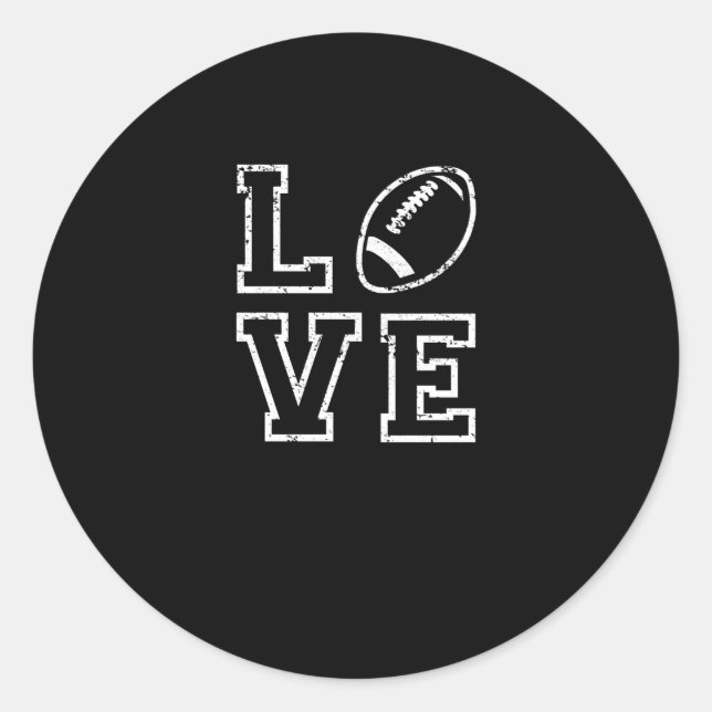Love American Football Valentine's Day Gift Classic Round Sticker (Front)