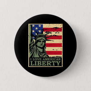 Love American Liberty 4th Of July Independence Day 6 Cm Round Badge