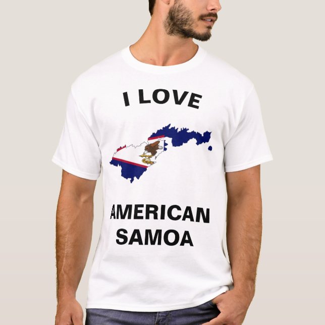 Love American Samoa Flag Map T-Shirt (Front)