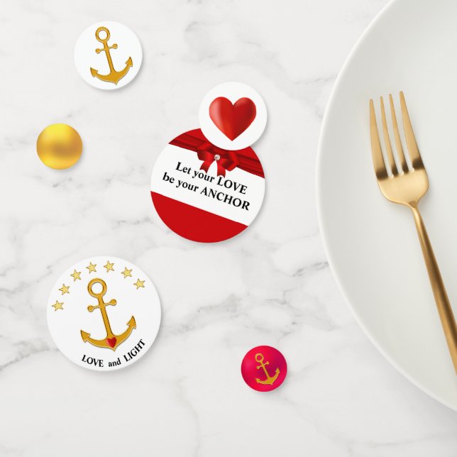 Love Anchor on Red Golden & White Confetti (Group)