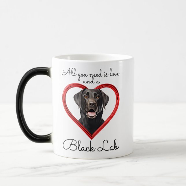 Love and a Black Lab Magic Mug (Left)