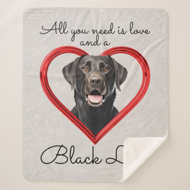 Love and a Black Lab Sherpa Blanket (Front)