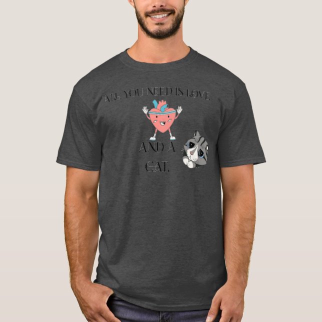 love and a cat retro T-Shirt (Front)
