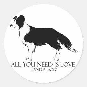 Love And A Dog Classic Round Sticker