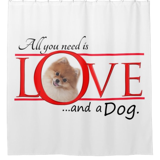 Love and a Pomeranian Shower Curtain (Front)