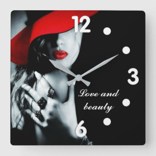 Love and beauty modern square wall clock
