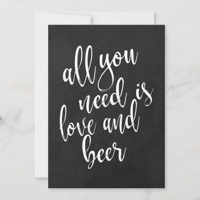 Love and beer affordable chalkoard wedding sign invitation (Front)