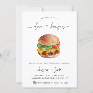 Love and Burgers Engagement Party Invitation