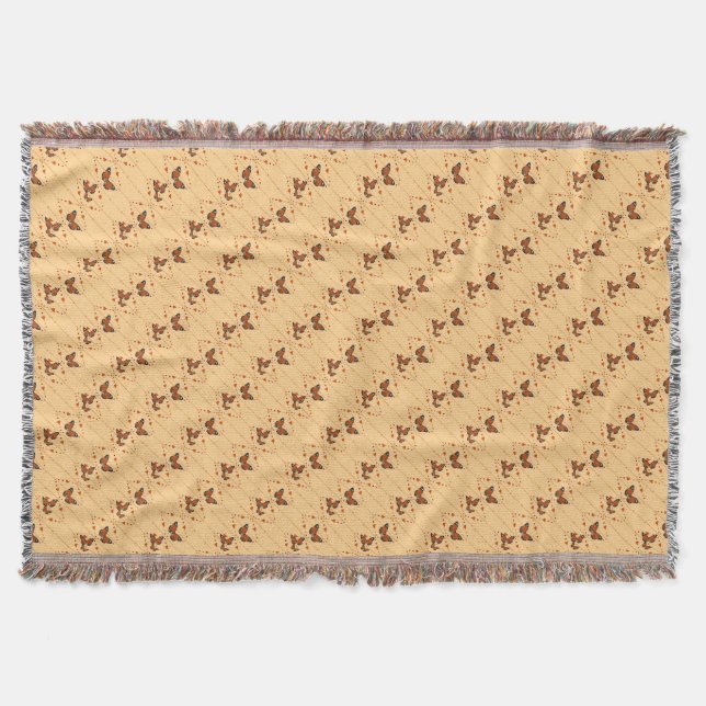 Love and Butterflies in orange diagonal Throw Blanket (Front)