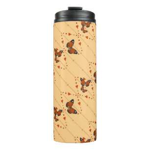 Love and Butterflies in orange version 2 Thermal Tumbler
