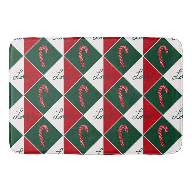 Love and Candy Canes Bath Mat (Front)