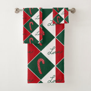 Love and Candy Canes Bath Towel Set