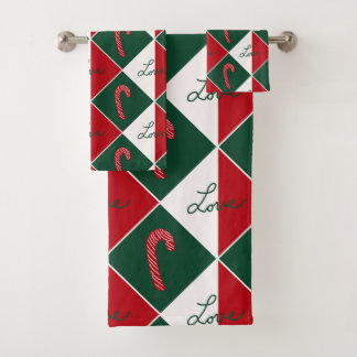 Love and Candy Canes Bath Towel Set