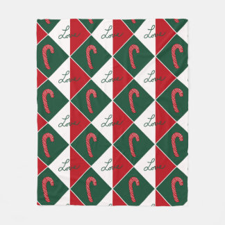 Love and Candy Canes Fleece Blanket