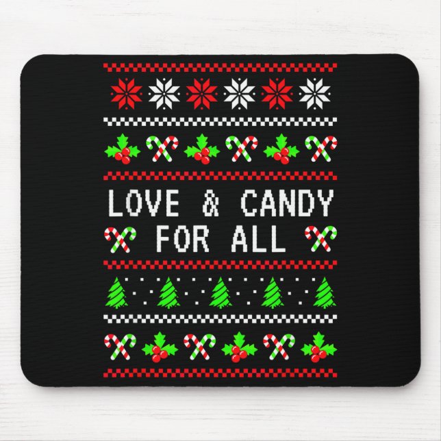 Love And Candy Christmas Candy Cane Ugly Christmas Mouse Pad (Front)