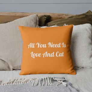 Love And Cat Personalised Cute Quote Gold Cushion