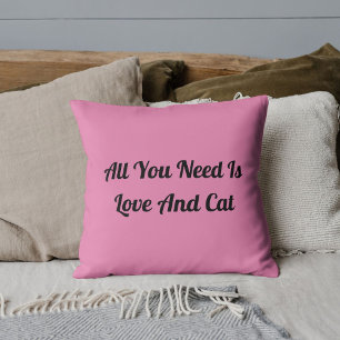 Love And Cat Personalised Cute Quote Light Pink Cushion