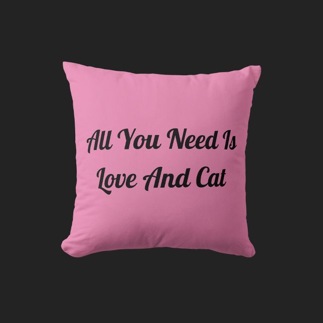 Love And Cat Personalised Cute Quote Light Pink Cushion (Creator Uploaded)