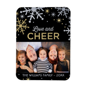 Love and Cheer   Silver Gold Photo Magnet