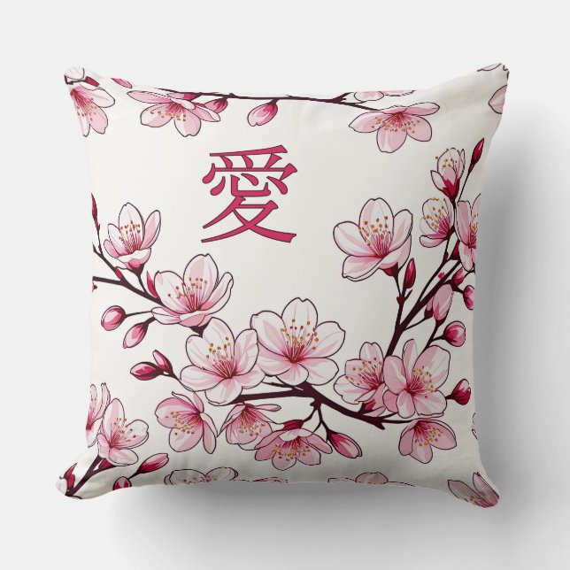 Love and Cherry Blossoms Cushion (Front)