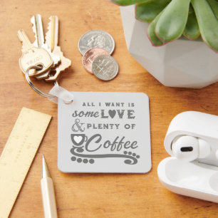 Love and coffee add initials grey key ring