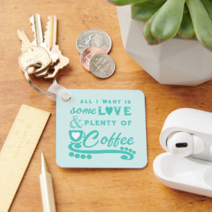 Love and coffee add initials mint key ring
