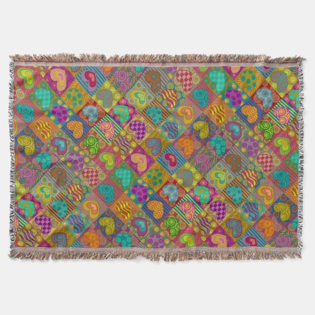 Love and couple. Decorated hearts Throw Blanket (Front)