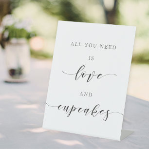 Love and Cupcakes Wedding Dessert Table Pedestal Sign